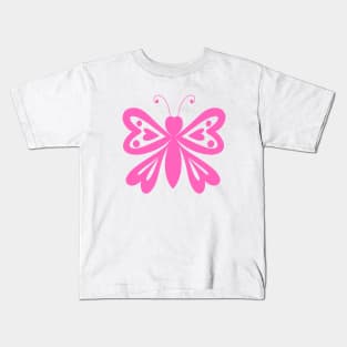 Valentine Gift For Girlfriend, Pink Heart Shape Butterfly Kids T-Shirt